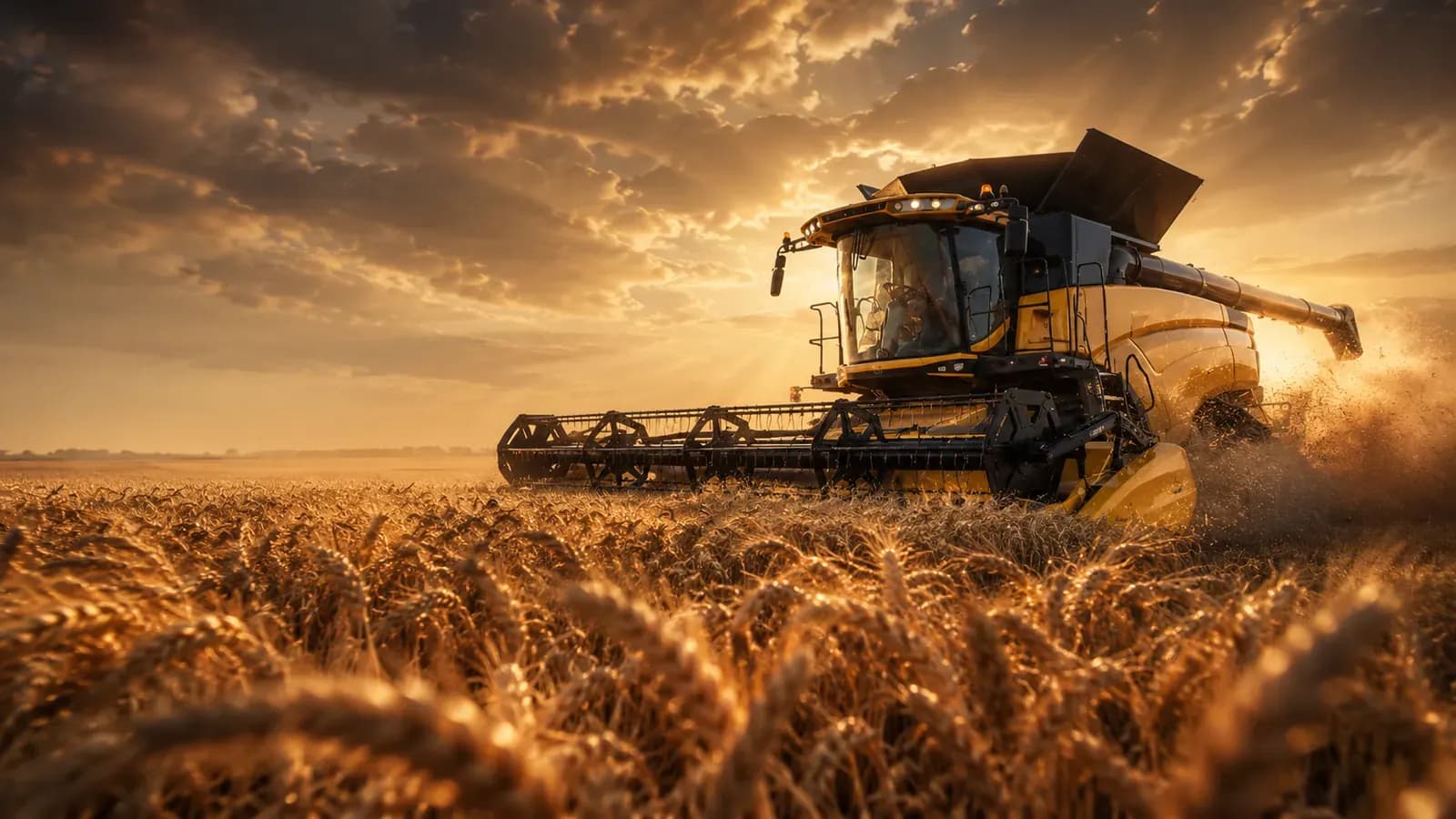 New Holland CX6.90 biçerdöver altın rengi buğday tarlasında hasat yaparken